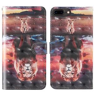 For iPhone 7 Plus / 8 Plus 3D Painting Colored Drawing Pattern Horizontal Flip TPU + PU Leather Case with Holder & Card Slots & Wallet & Lanyard(Dream Lion)