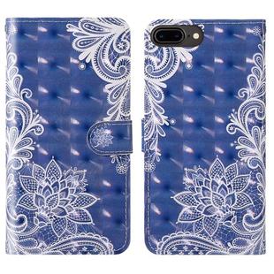 For iPhone 7 Plus / 8 Plus 3D Painting Colored Drawing Pattern Horizontal Flip TPU + PU Leather Case with Holder & Card Slots & Wallet & Lanyard(White Lace)