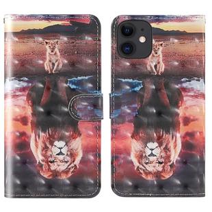 For iPhone 11 3D Painting Colored Drawing Pattern Horizontal Flip TPU + PU Leather Case with Holder & Card Slots & Wallet & Lanyard(Dream Lion)