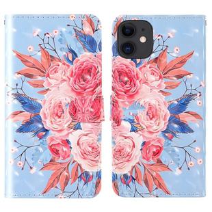 For iPhone 11 3D Painting Colored Drawing Pattern Horizontal Flip TPU + PU Leather Case with Holder & Card Slots & Wallet & Lanyard(Colored Flowers)