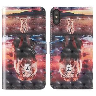 For iPhone X 3D Painting Colored Drawing Pattern Horizontal Flip TPU + PU Leather Case with Holder & Card Slots & Wallet & Lanyard(Dream Lion)