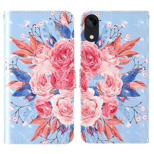 For iPhone XR 3D Painting Colored Drawing Pattern Horizontal Flip TPU + PU Leather Case with Holder & Card Slots & Wallet & Lanyard(Colored Flowers)
