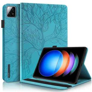 For Xiaomi Pad 6s Pro Tree Life Series Embossed Leather Tablet Case(Lake Blue)
