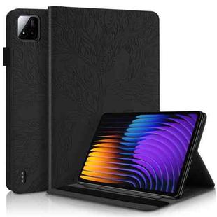 For Xiaomi Pad 7 / 7 Pro Tree Life Series Embossed Leather Tablet Case(Black)