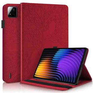 For Xiaomi Pad 7 / 7 Pro Tree Life Series Embossed Leather Tablet Case(Red)