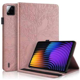 For Xiaomi Pad 7 / 7 Pro Tree Life Series Embossed Leather Tablet Case(Rose Gold)