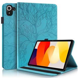 For Xiaomi Redmi K Pad Tree Life Series Embossed Leather Tablet Case(Lake Blue)