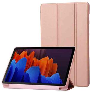 For Samsung Galaxy Tab S9+ / S10+ 3-Fold Holder Silicone Leather Tablet Case(Rose Gold)