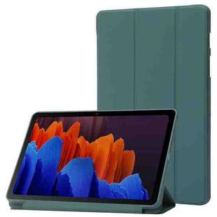 For Samsung Galaxy Tab S9 3-Fold Holder Silicone Leather Tablet Case(Dark Green)