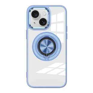 For iPhone 15 Magnetic Rotating Ring Holder Acrylic Phone Case(Light Blue)