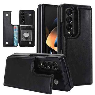 For Samsung Galaxy Z Fold4 Double Buckle Card Slot Foldable Phone Case(Black)