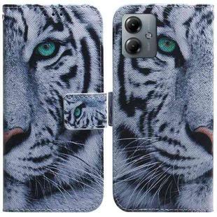 For Motorola Moto G14 Coloured Drawing Flip Leather Phone Case(Tiger)