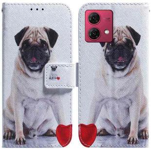 For Motorola Moto G84 Coloured Drawing Flip Leather Phone Case(Pug)