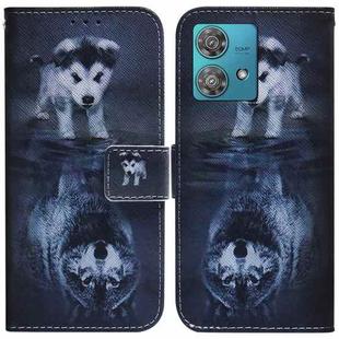 For Motorola Edge 40 Neo Coloured Drawing Flip Leather Phone Case(Wolf and Dog)