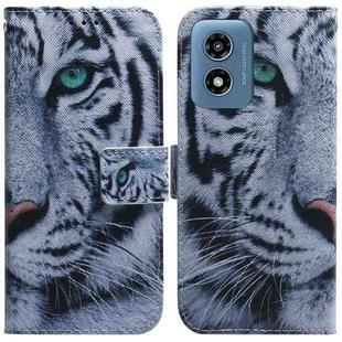 For Motorola Moto G Play 4G 2024 Coloured Drawing Flip Leather Phone Case(Tiger)