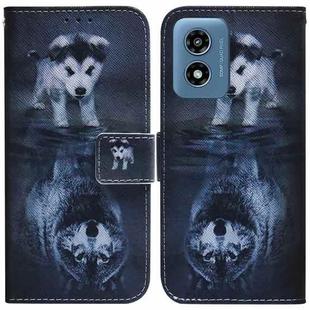 For Motorola Moto G Play 4G 2024 Coloured Drawing Flip Leather Phone Case(Wolf and Dog)