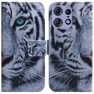 For Motorola Edge 50 Pro Coloured Drawing Flip Leather Phone Case(Tiger)