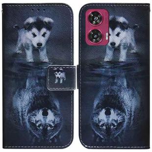 For Motorola Edge 50 Fusion Coloured Drawing Flip Leather Phone Case(Wolf and Dog)