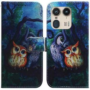 For Motorola Edge 50 Ultra Coloured Drawing Flip Leather Phone Case(Oil Painting Owl)