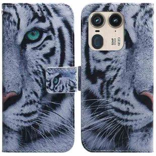 For Motorola Edge 50 Ultra Coloured Drawing Flip Leather Phone Case(Tiger)
