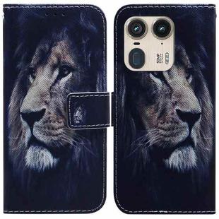 For Motorola Edge 50 Ultra Coloured Drawing Flip Leather Phone Case(Lion)