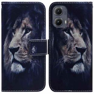 For Motorola Edge 2024 Coloured Drawing Flip Leather Phone Case(Lion)