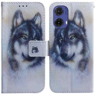 For Motorola Moto G85 Coloured Drawing Flip Leather Phone Case(White Wolf)