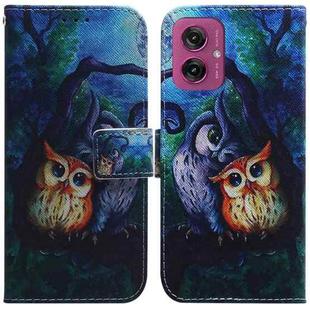 For Motorola Moto G55 Coloured Drawing Flip Leather Phone Case(Oil Painting Owl)