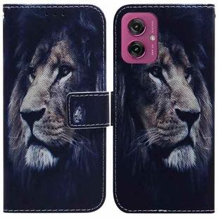 For Motorola Moto G55 Coloured Drawing Flip Leather Phone Case(Lion)