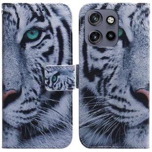 For Motorola Edge 50 Neo 5G Global Coloured Drawing Flip Leather Phone Case(Tiger)