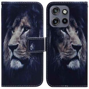 For Motorola Edge 50 Neo 5G Global Coloured Drawing Flip Leather Phone Case(Lion)