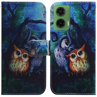 For Motorola Moto G35 Coloured Drawing Flip Leather Phone Case(Oil Painting Owl)