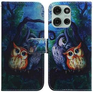 For Motorola Moto G75 5G Coloured Drawing Flip Leather Phone Case(Oil Painting Owl)