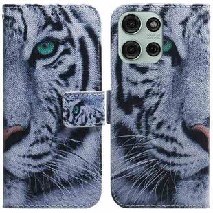 For Motorola Moto G75 5G Coloured Drawing Flip Leather Phone Case(Tiger)