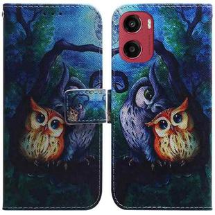 For Motorola Moto G05 / E15 Coloured Drawing Flip Leather Phone Case(Oil Painting Owl)