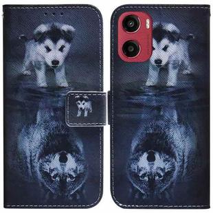 For Motorola Moto G05 / E15 Coloured Drawing Flip Leather Phone Case(Wolf and Dog)