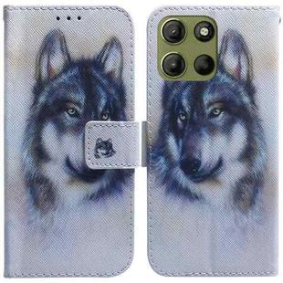 For Motorola Moto G15 Coloured Drawing Flip Leather Phone Case(White Wolf)