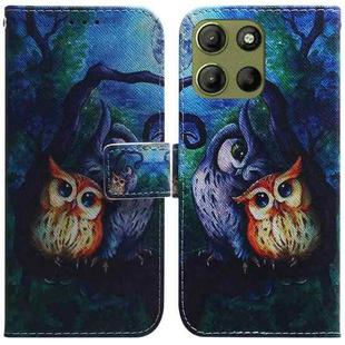 For Motorola Moto G15 Coloured Drawing Flip Leather Phone Case(Oil Painting Owl)