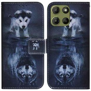 For Motorola Moto G15 Coloured Drawing Flip Leather Phone Case(Wolf and Dog)