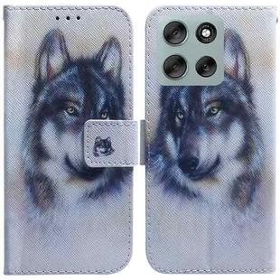 For Motorola Moto G56 5G / G66j 5G / G66y 5G Coloured Drawing Flip Leather Phone Case(White Wolf)
