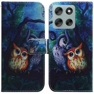 For Motorola Moto G56 5G / G66j 5G / G66y 5G Coloured Drawing Flip Leather Phone Case(Oil Painting Owl)