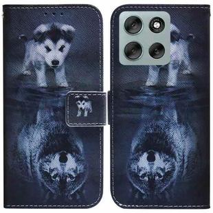 For Motorola Moto G56 5G / G66j 5G / G66y 5G Coloured Drawing Flip Leather Phone Case(Wolf and Dog)