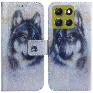 For Motorola Moto G86 5G Coloured Drawing Flip Leather Phone Case(White Wolf)
