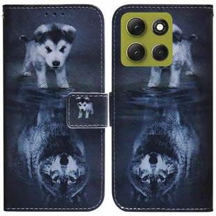For Motorola Moto G86 5G Coloured Drawing Flip Leather Phone Case(Wolf and Dog)