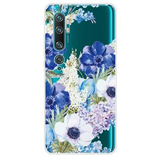 For Xiaomi Mi CC9 Pro Shockproof Painted TPU Protective Case(Blue White Rose)