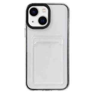 For iPhone 15 360 Clear PC Hybrid  TPU Phone Case with Card Slot(Black)
