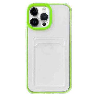 For iPhone 15 Pro 360 Clear PC Hybrid  TPU Phone Case with Card Slot(Green)