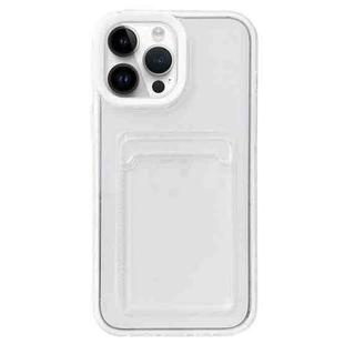 For iPhone 15 Pro 360 Clear PC Hybrid  TPU Phone Case with Card Slot(White)