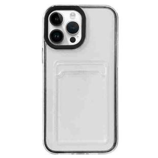 For iPhone 15 Pro Max 360 Clear PC Hybrid  TPU Phone Case with Card Slot(Black)