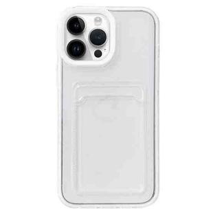 For iPhone 15 Pro Max 360 Clear PC Hybrid  TPU Phone Case with Card Slot(White)
